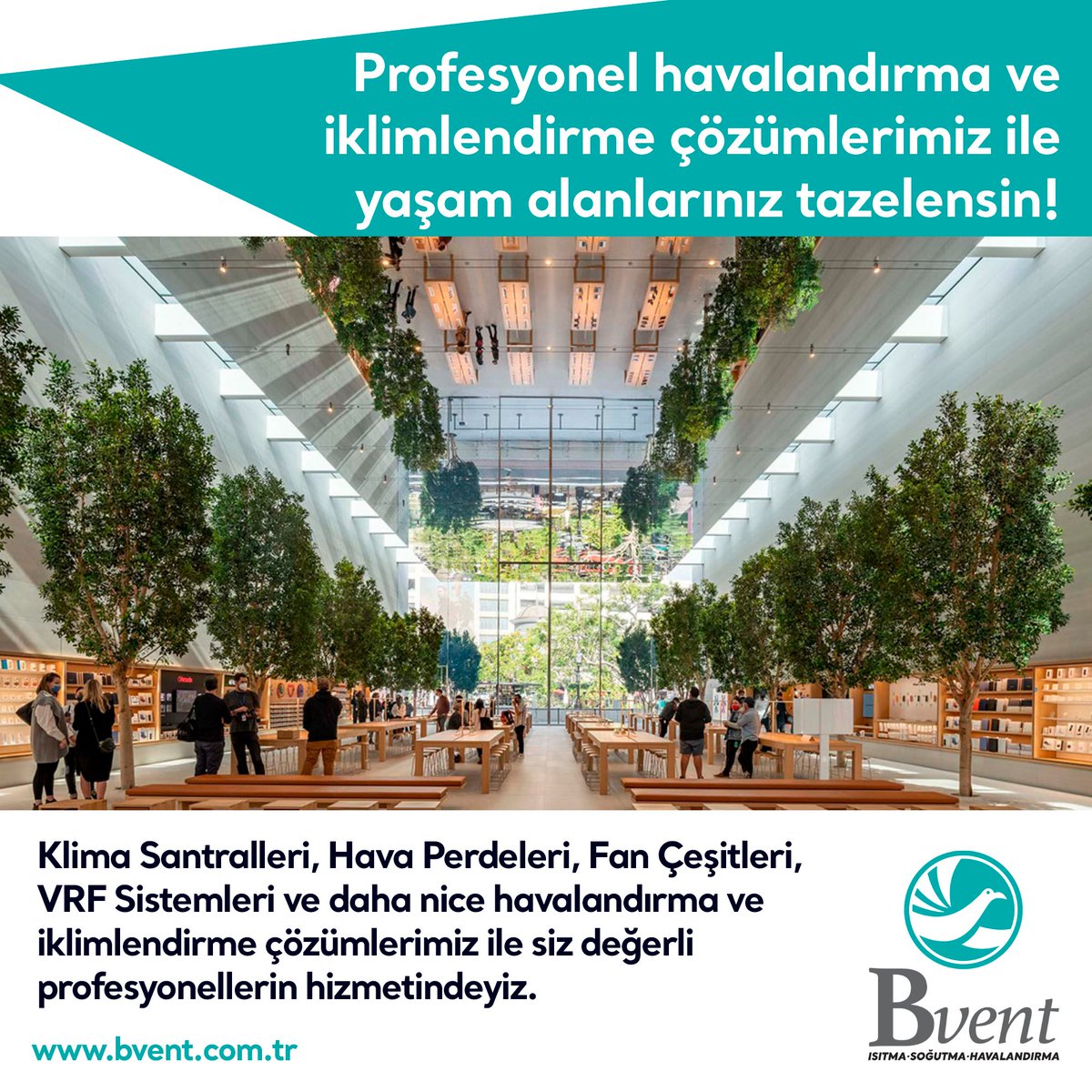 Profesyonel havalandırma veiklimlendirme çözümlerimiz ileyaşam alanlarınız tazelensin!

Klima Santralleri, Hava Perdeleri, Fan Çeşitleri, VRF Sistemleri ve daha nice havalandırma ve iklimlendirme çözümlerimiz ile siz değerliprofesyonellerin hizmetindeyiz. 

#bvent #izmir