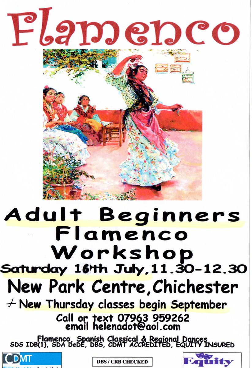 Beginners Flamenco with Helena at New Park Centre, Chichester, this Saturday #flemenco #dance #newparkcentre #newparkchichester