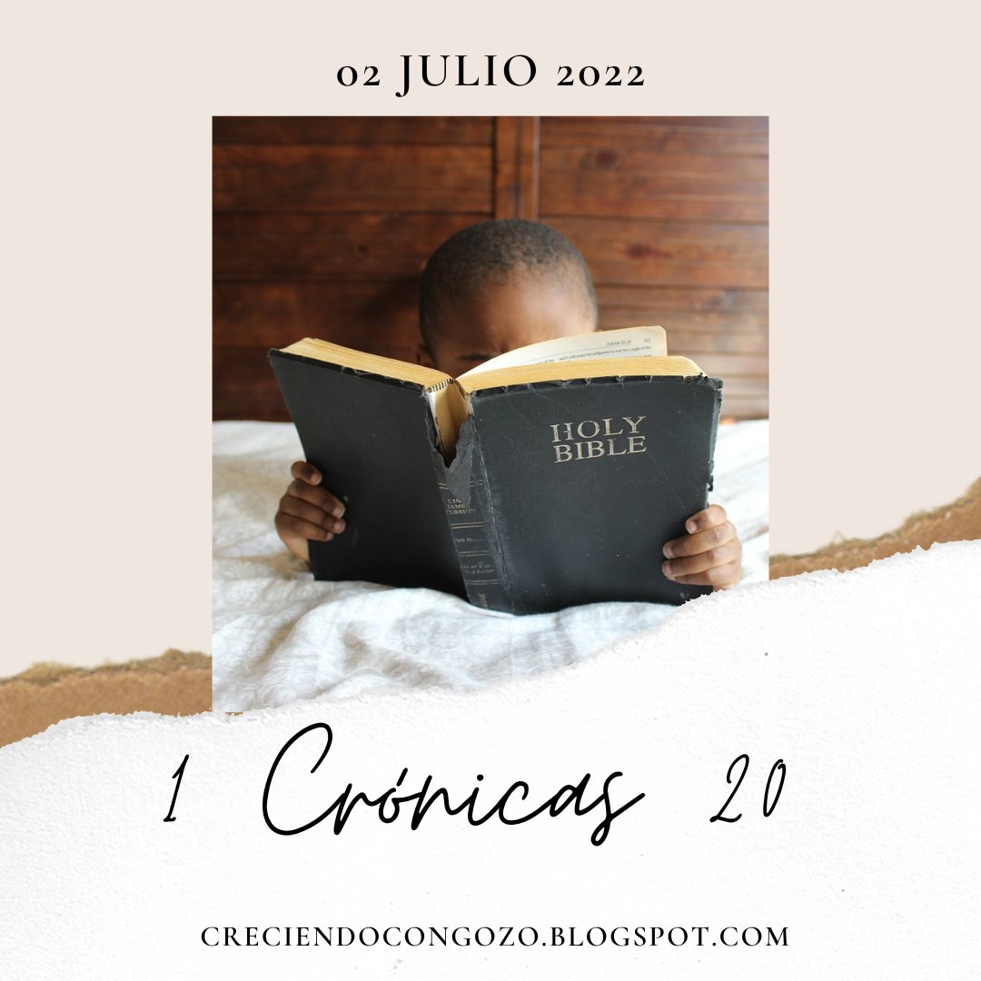 2 JULIO. 1 CRÓNICAS 20

Lee el capítulo y responde:

1) ¿Qué hicieron con la corona del rey de Rabá?

2) ¿Cuántos dedos tenía el gigante de Gat?

Respuestas: creciendocongozo.blogspot.com/2022/07/2-juli…

#LeelaBiblia #Plandelecturabíblico #Lee #Biblia #Juntos #SuPalabra #Creciendocongozo