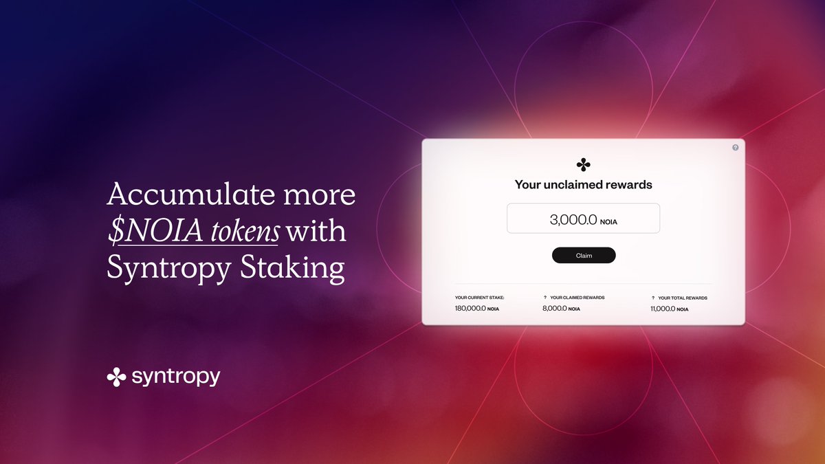 scrollden's tweet photo. Wealth is made in a bear market.
Now is the perfect time to accumulate assets in your portfolio, and it doesn't have to be a cash purchase, look at #Staking! 
On #SyntropyStaking you can get 15%+ APY as a #Nominator or 25%+ APY as #Validator in $Noia token

#cryptocurrency #Web3 https://t.co/whYODwA9PJ