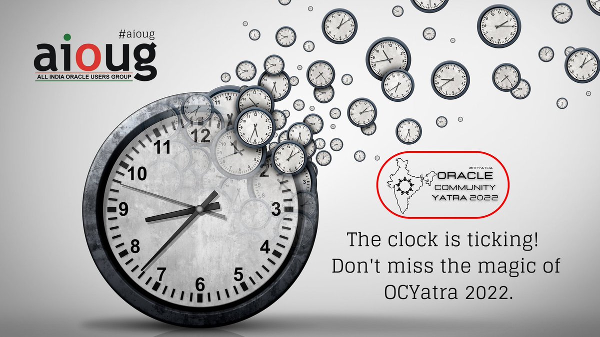 Last day for Early Bird savings OCYatra 2022, Register today bit.ly/OCYatra #OCYatra <a href="/Oracle/">Oracle</a> <a href="/OracleCloud/">Oracle Cloud</a> <a href="/OracleDatabase/">Oracle AI Database</a> <a href="/oracleugs/">Oracle User Groups</a> <a href="/oracleace/">Oracle ACE Program</a> <a href="/groundbreakers/">groundbreakers</a> <a href="/OracleDevs/">Oracle Developers</a> <a href="/sai_penumuru/">Sai Penumuru</a> <a href="/RajeshNaikS/">Rajesh Naik</a> <a href="/SanjaygKumar/">Sanjay Kumar</a> <a href="/ArpitDBA/">Arpit Agrawal</a> <a href="/connor_mc_d/">Connor on SQL and Database</a> <a href="/RACMasterPM/">Anil Nair</a> <a href="/sandeshr/">Sandesh Rao</a> @GavinAtHQ