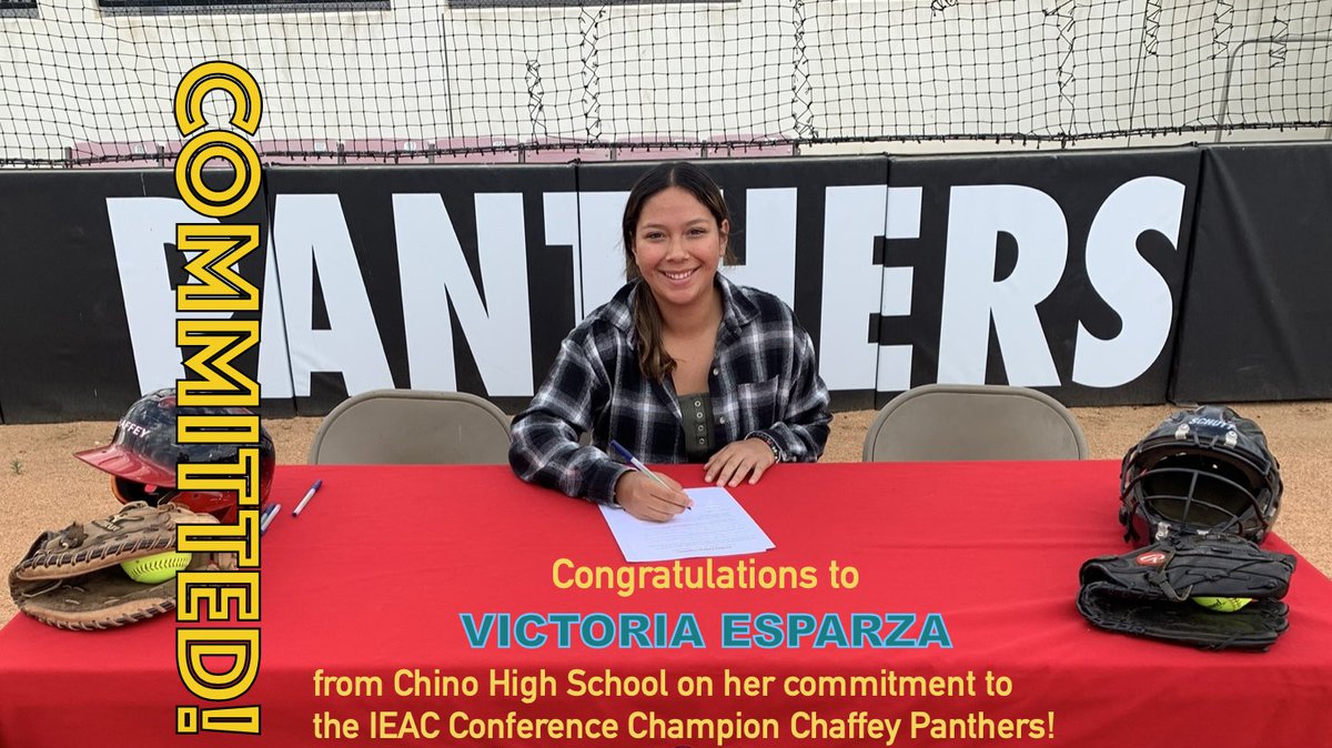 ChaffeySoftball's tweet photo. Congratulations to VICTORIA ESPARZA from Chino High School on her commitment to the IEAC Conference Champion Chaffey Panthers! #PantherProud #Panther4Life @chaffeypanthers @ieacsports https://t.co/jLwqgez5Uk