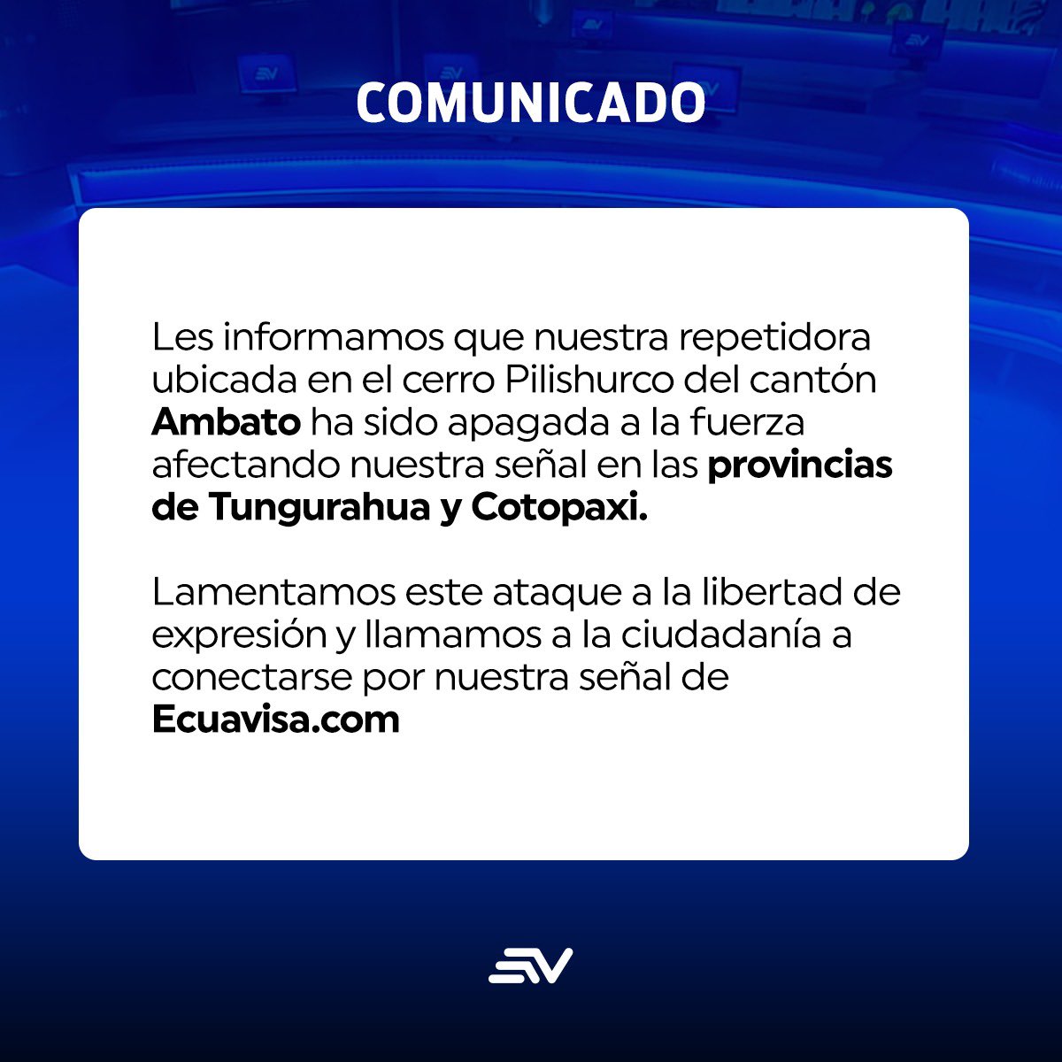 ecuavisa's tweet photo. 🔴#Atención | A nuestros televidentes le informamos lo siguiente: https://t.co/hGc1KOMHHq https://t.co/SM90OvGfe6