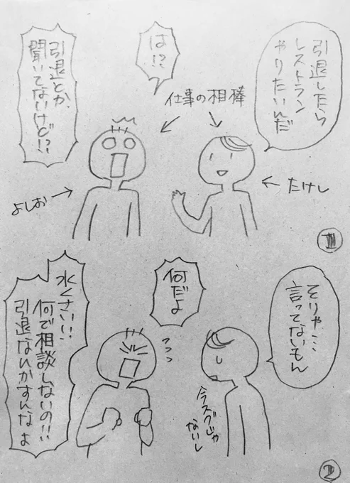 以前HAWAII FIVE-0のバディ二人の距離感がバグっとるという話を説明する時に描いたやつ。
片方元SEALDs、片方は刑事。
ごねてる方がSEALDs。 