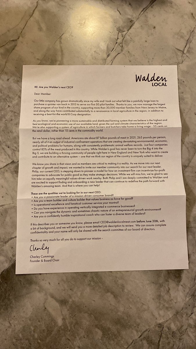 Well this is an interesting recruiting tactic! My FSA sent a letter to every customer soliciting applications for their next CEO