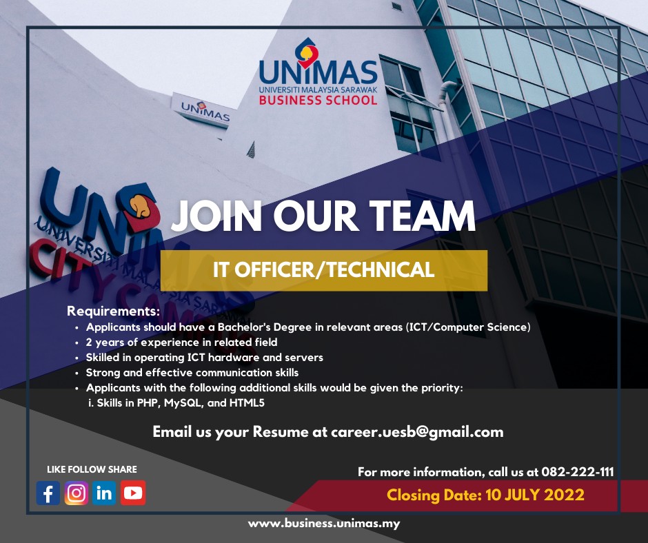 keemanxp's tweet photo. Looking for awesome candidates for these positions: 
1. Instructional Designer
2. IT Officer/Technical
Interested candidates, please send your detailed resume to:
career.uesb@gmail.com
Closing date: 10 July 2022
#wearehiring
#jobvacancy
#UNIMASBusinessSchool
#unimasofficial https://t.co/M7pGghSvg2