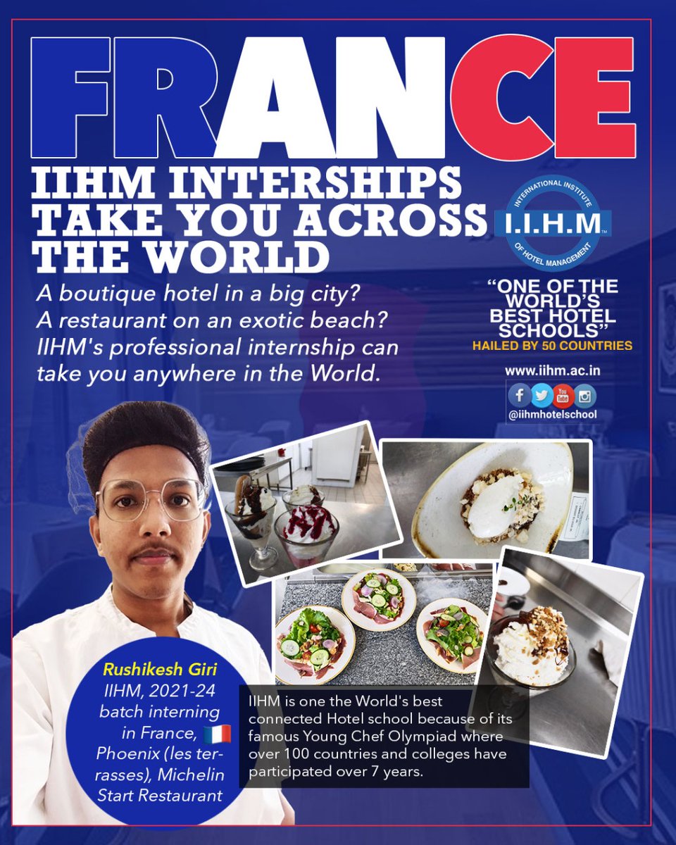 Rushikesh Giri of IIHM Delhi #interning in #France at Les Terrasses de Lyon, #MichelinStar Restaurant
IIHM's International Curriculum takes you places while you're studying #hospitality
Join IIHM at echat.elink.in for a #successful #career  in the #hospitalityindustry