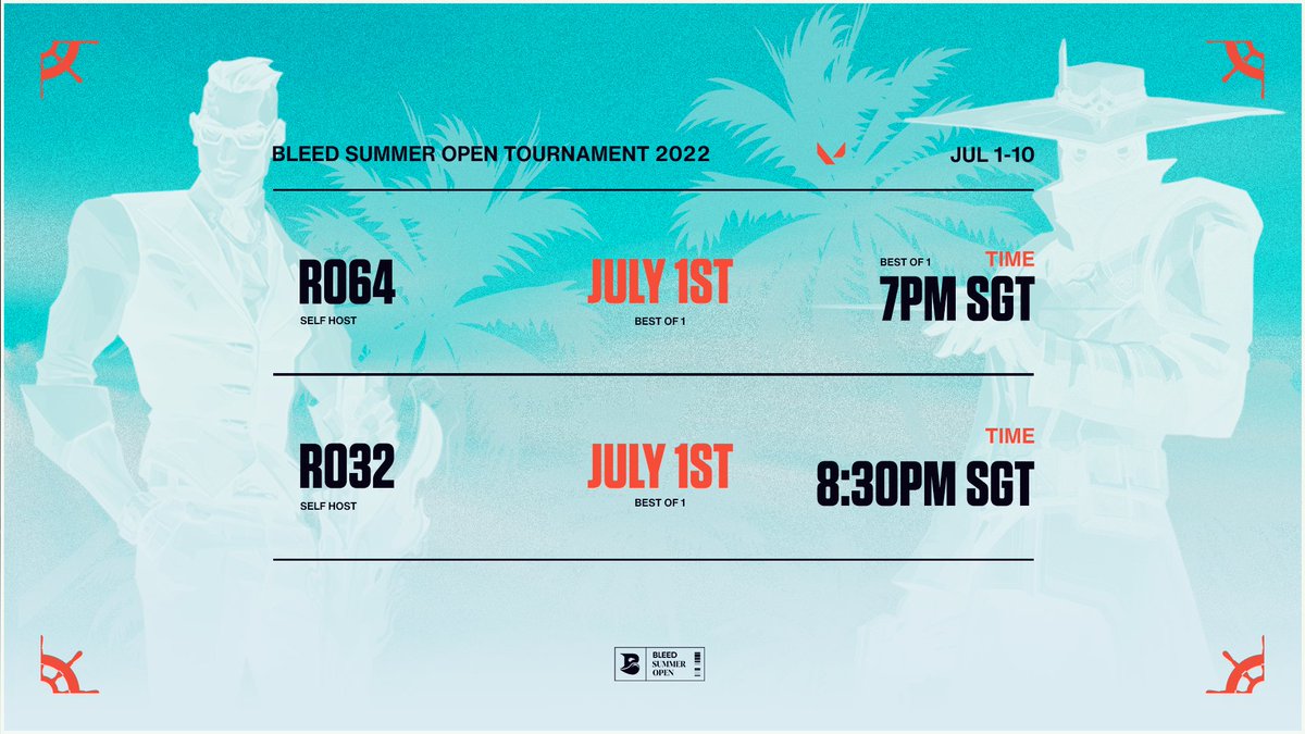 ggBleed's tweet photo. 📍 Get Ready! BLEED Summer Open starts tomorrow! Check the schedule & links below for more details ✌🏻
🔗 https://t.co/eWxDJLWdd8
🔗 https://t.co/5xbvKkgm63
👥 RO64 (BO1)
📆 Friday, July 1st
⏰ 7PM SGT / 4:30PM IST
👥 RO32 (BO1)
📆 Friday, July 1st
⏰ 8:30PM SGT / 6PM IST https://t.co/zjU6DG6vgD