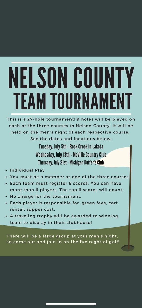 Twitter is asking what’s happening? Well would you look at this, battle of the summer is going down! Three great Nelson County courses and one trophy. We did measure the clubhouse here in McVille and yes the 6’ trophy will fit perfect!