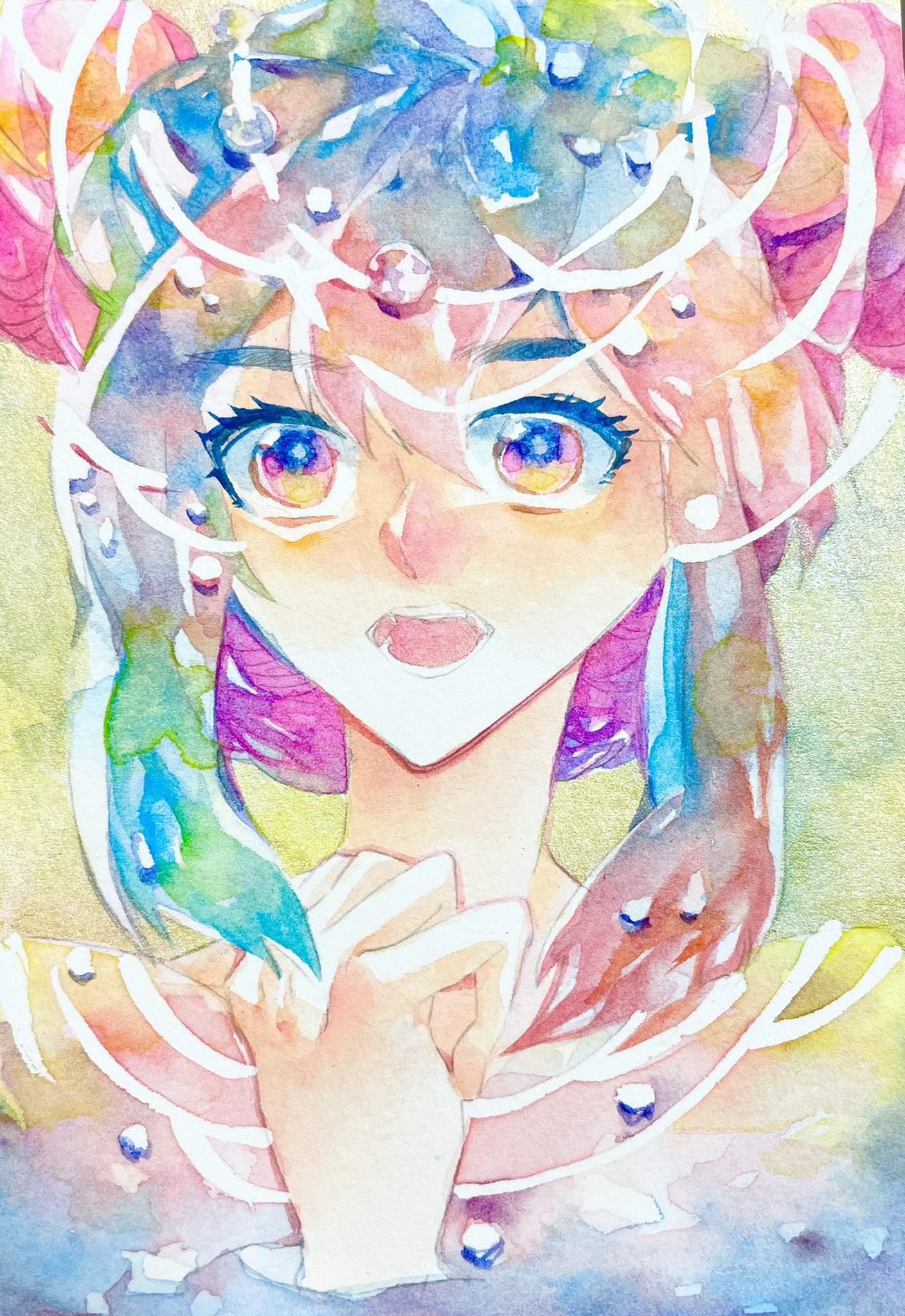 アウトレット 東京 顔彩アート鉱石と花 原画 手描き 絵画 水彩画 顔彩 ハンドメイド 日用品 インテリア 発売 日 Www Value Net Co Jp