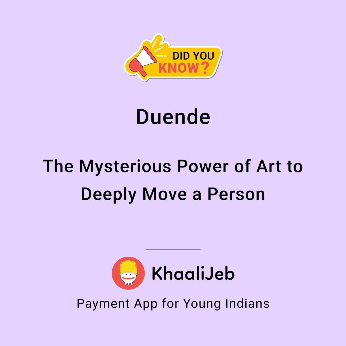 KhaaliJeb's tweet photo. Duende - The Mysterious Power of Art to Deeply Move a Person.
#truefacts #reelsindia #reelkarofeelkaro #khaalijeb #khaalijebfacts #wordoftheday #wordstoliveby #pluviophile #indianwriters #mysterious #art #moveaperson #MysteriousPower #duende https://t.co/mzjgDr9Edw