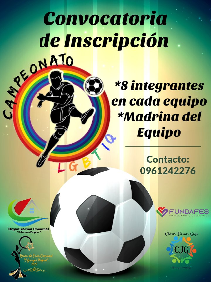 Miguel02Mite's tweet photo. Convocatoria de Inscripción campeonato LGBTIQ+  @lindao_scarlett @DianeRodriguezZ https://t.co/pxl2ZiC2bX