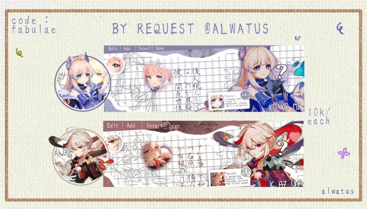 lyneyv's tweet image. hai! rts dong kak

aku open request untuk layout 2d dan hand drawn, start dari 7k aja loh! no max order. start dari jam 13:00 WIB nanti. form dan tnc bisa dilihat di tweet bawah, jajan kak 🎏

bantu kae memulangkan oshi dan tighnari layout gepeng anime #zonauang #zonajajan