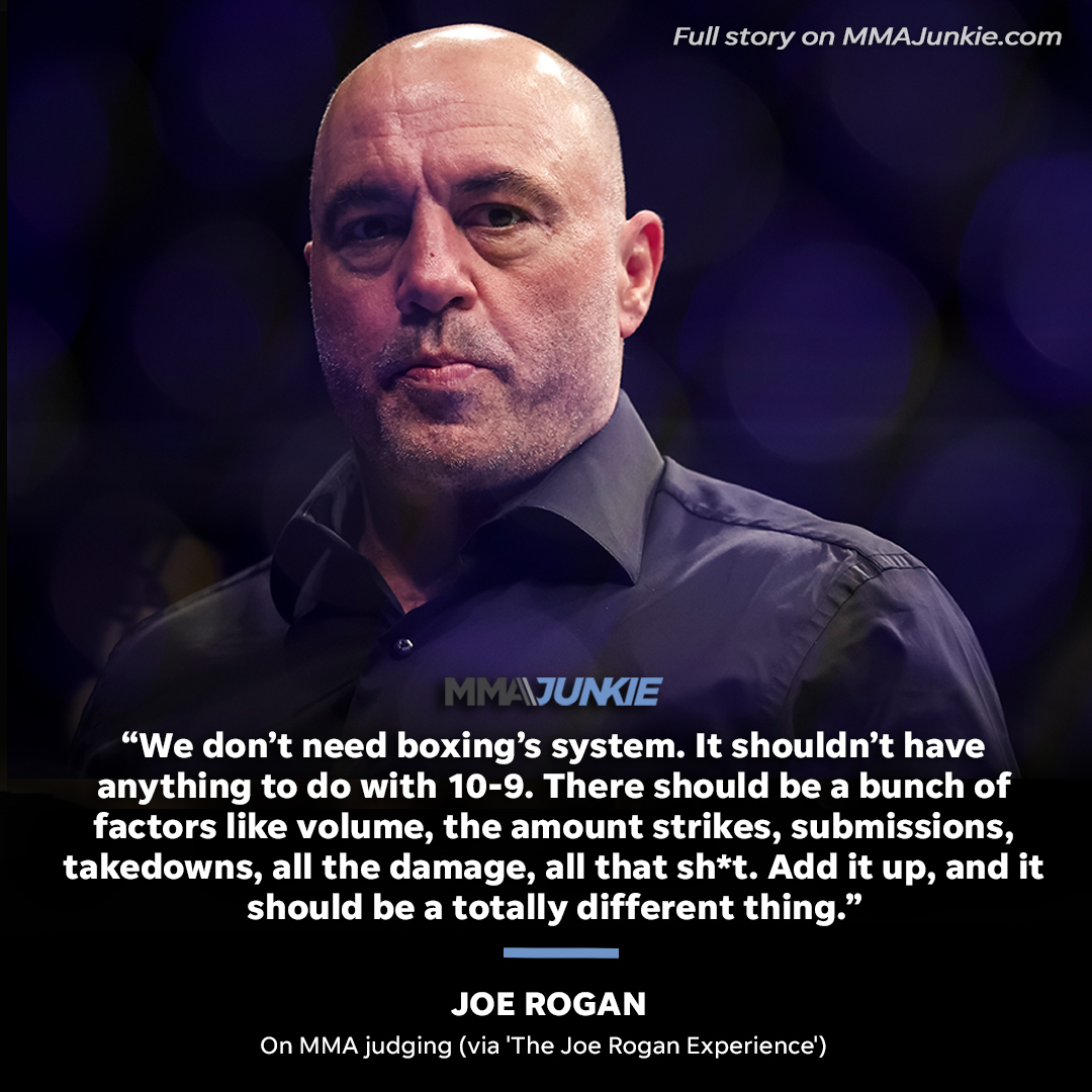 MMAJunkie's tweet photo. Joe Rogan wants an overhaul for MMA judging 🤔

Full story: https://t.co/W8qRz2Py7i https://t.co/JnRXL3wDAl