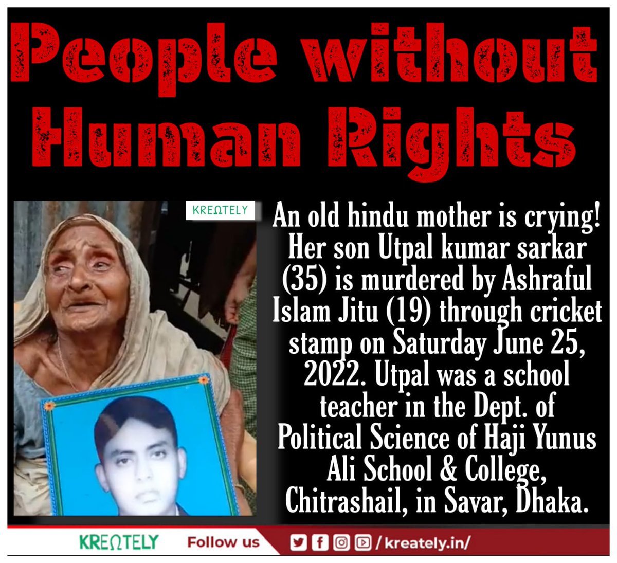 KreatelyMedia's tweet photo. Hindus in India or Bangladesh, same situation https://t.co/bsB5mjCt0E