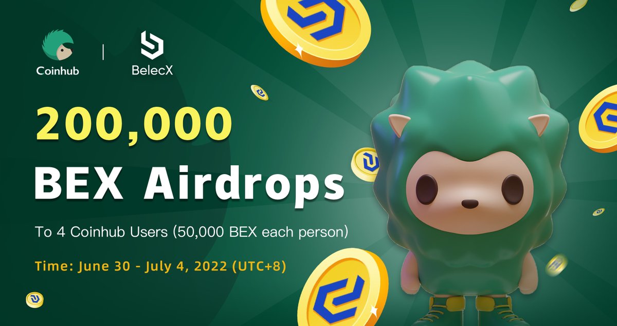 💰200,000 #BEX Airdrops
🥰BelecX &amp; Coinhub Joint #Airdrop 

Rules
✅Follow <a href="/BelecXToken/">BelecX</a> &amp; <a href="/Coinhub_Wallet/">Coinhub Wallet</a> 
✅RT + Like + Tag 3 friends
🎁4 lucky users will be selected and each will be rewarded with 50,000 BEX Token (The #BSC address on #Coinhub is necessary)
