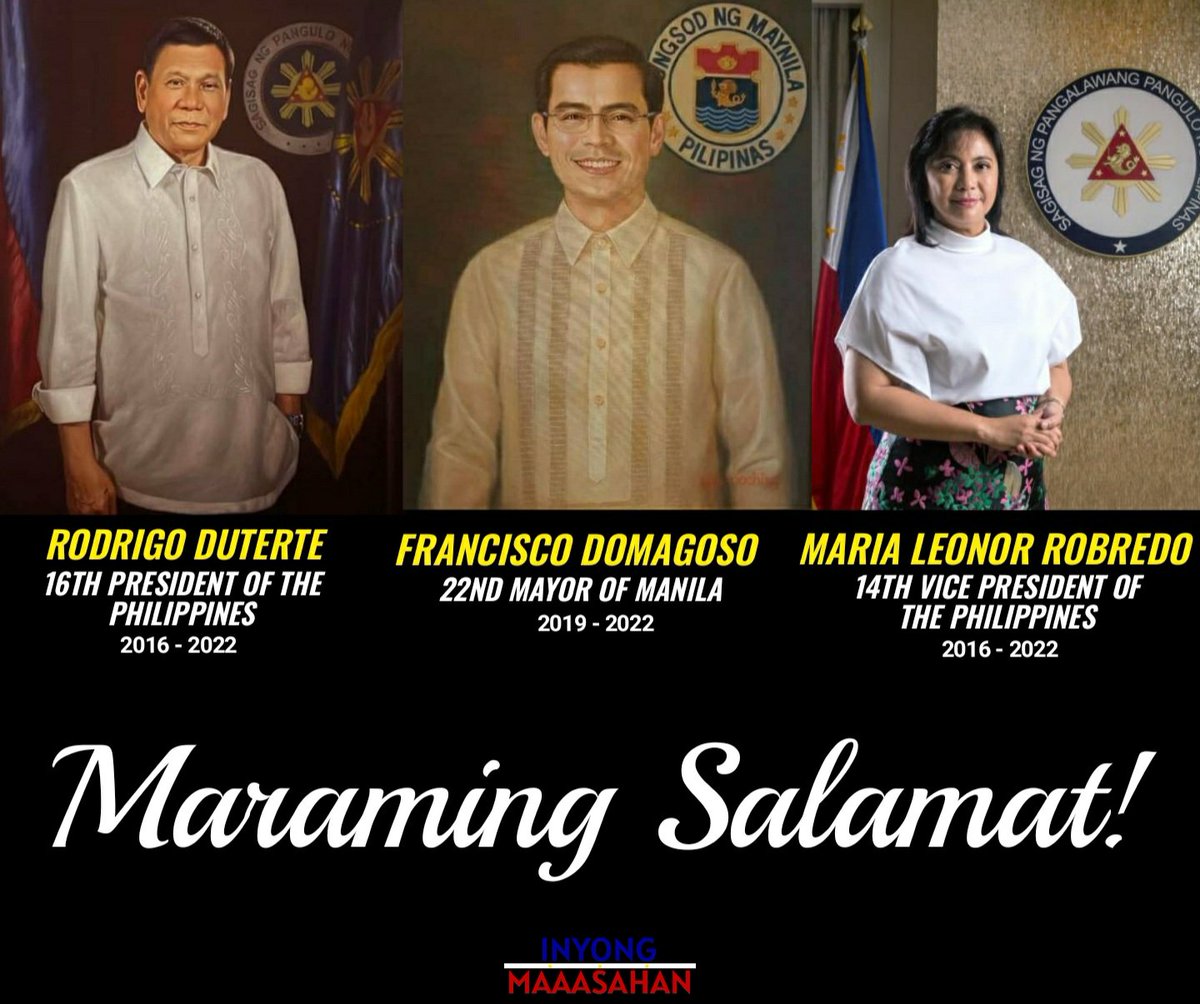 Thank you PRRD, Yorme, VP Leni!

#SalamatPRRD
#SalamatVPLeni
#SalamatYORME