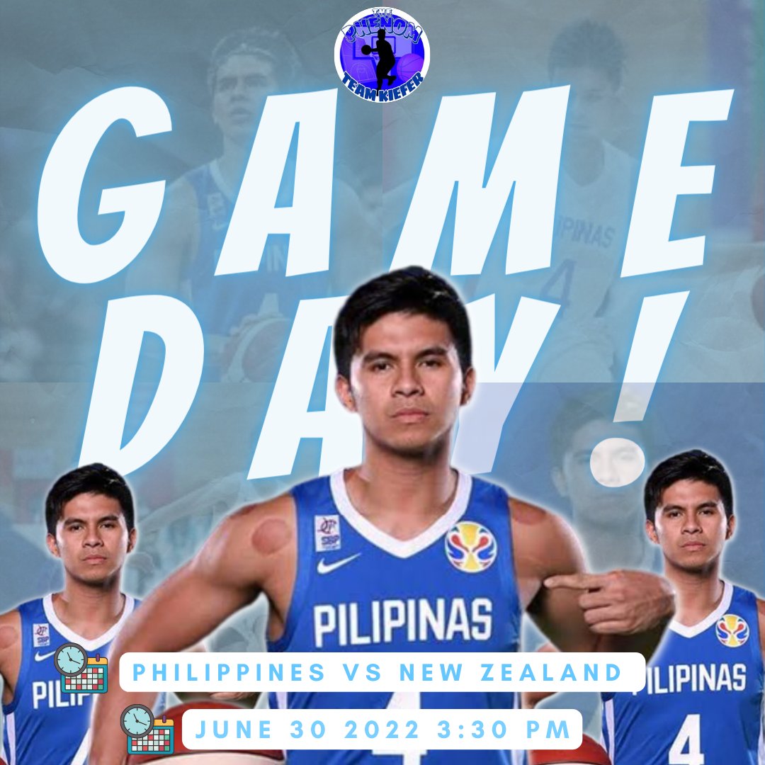 TeamKiefer15's tweet photo. Let's all cheer and support our Gilas Pilipinas Men as they face New Zealand for the FIBA World Cup 2023 Asian Qualifiers.

Game starts at 3:30PM(PHT)

Let's go, Chief @kieferravena! Laban! Para sa bayan 🇵🇭 https://t.co/tWa5ggY3We