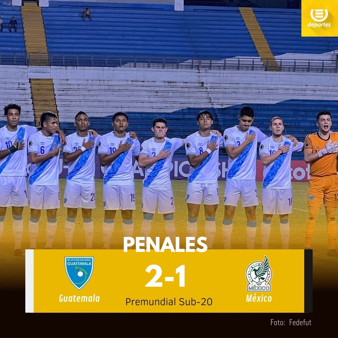 EUDeportes's tweet photo. #VamosGuate | ¡ESTAMOS EN EL MUNDIAL! ¡GUATEMALA ESTÁ EN EL MUNDIAL SUB-20! 👏🏻🇬🇹

La Azul y Blanco derrotó 2-1 en penales a México y clasifica al segundo Mundial Sub-20 de su historia 🇬🇹🇬🇹🇬🇹🇬🇹 https://t.co/Ha0n1414g0