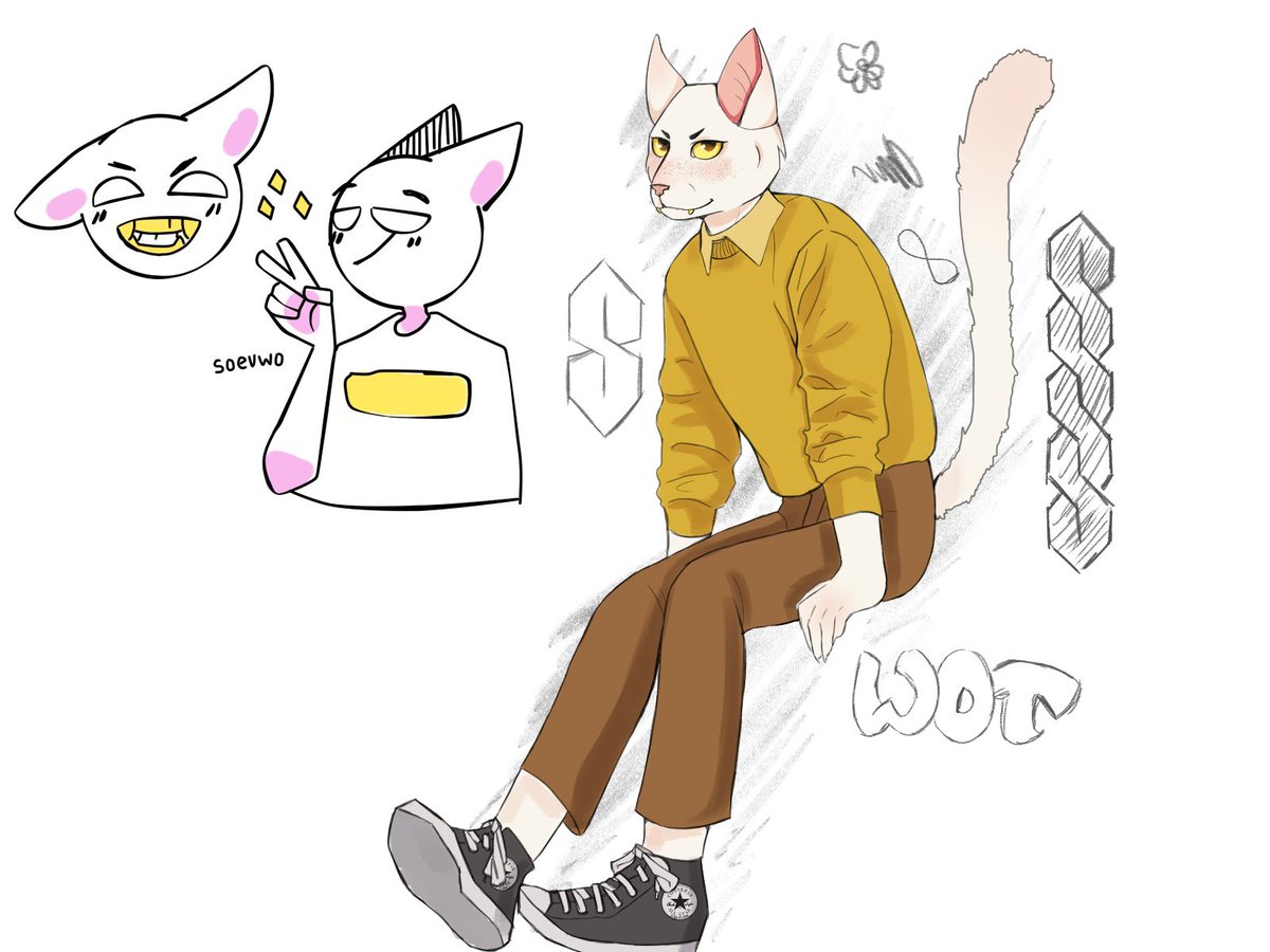 Barksenji's tweet photo. Empecé haciendo la S graciosa y terminé dibujando al gato de @soevwo, los caminos de la vida no son como yo pensaba- https://t.co/sKlOoERJun