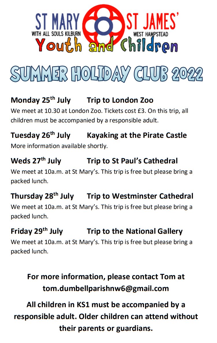 @parishnw6 (@parishnw6) on Twitter photo Announcing our 1st ever Young People’s Summer Holiday Club. We’re organizing trips & partnering with local <a href="/RCWestminster/">Westminster Diocese</a> <a href="/theoblates/">The Oblates of Mary Immaculate Ireland & UK</a> Sacred Heart Parish #kilburn - hence our visits to both main London cathedrals 😀! Contact Tom on email below for more details. <a href="/SamRDonoghue/">Sam Donoghue</a> Announcing our 1st ever Young People’s Summer Holiday Club. We’re organizing trips & partnering with local <a href="/RCWestminster/">Westminster Diocese</a> <a href="/theoblates/">The Oblates of Mary Immaculate Ireland & UK</a> Sacred Heart Parish #kilburn - hence our visits to both main London cathedrals 😀! Contact Tom on email below for more details. <a href="/SamRDonoghue/">Sam Donoghue</a>