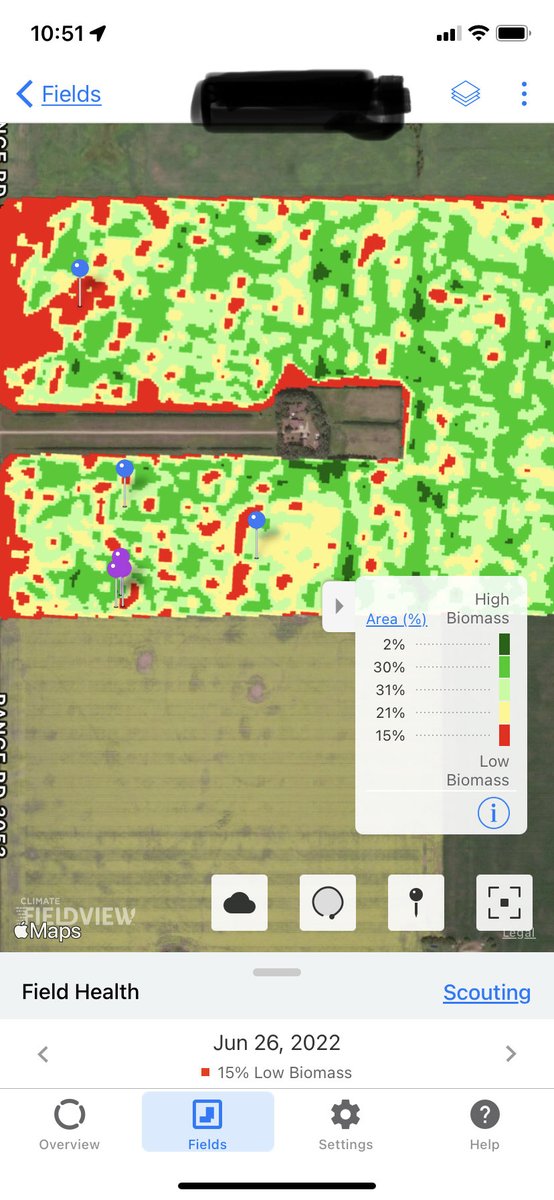 Ground truth of barley today for fungicide. You can see why the red is red. You can now make your own application prescription with Climate FieldView with the option to not treat those areas. Sure beats trying to be quick draw on/off ⁦<a href="/Bayer4Crops/">Bayer | Crop Science</a>⁩ ⁦<a href="/FieldView/">FieldView</a>⁩