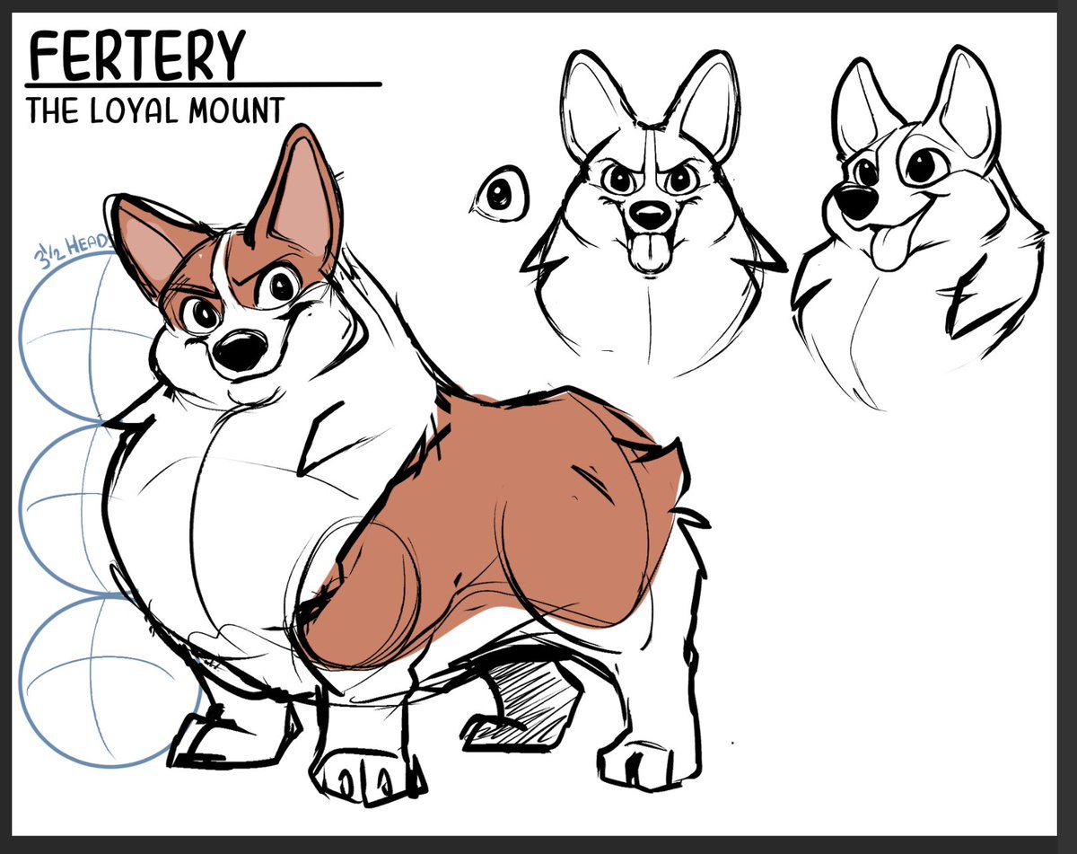 I'm taking a Pixar class and our assignment this week is character design - so enjoy some initial passes of Fert. 🐶 