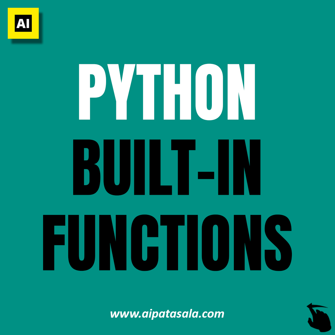 aipatasala's tweet photo. Python Built-in Functions 💯

Follow 👉 @aipatasala for more

Do you want to learn Python Programming, Data Science, ML, and Artificial Intelligence ?? 🤔

Register your seat for a free webinar on Data Science and Python now:- https://t.co/kSy0KVgQax https://t.co/BRkHFMLlpO