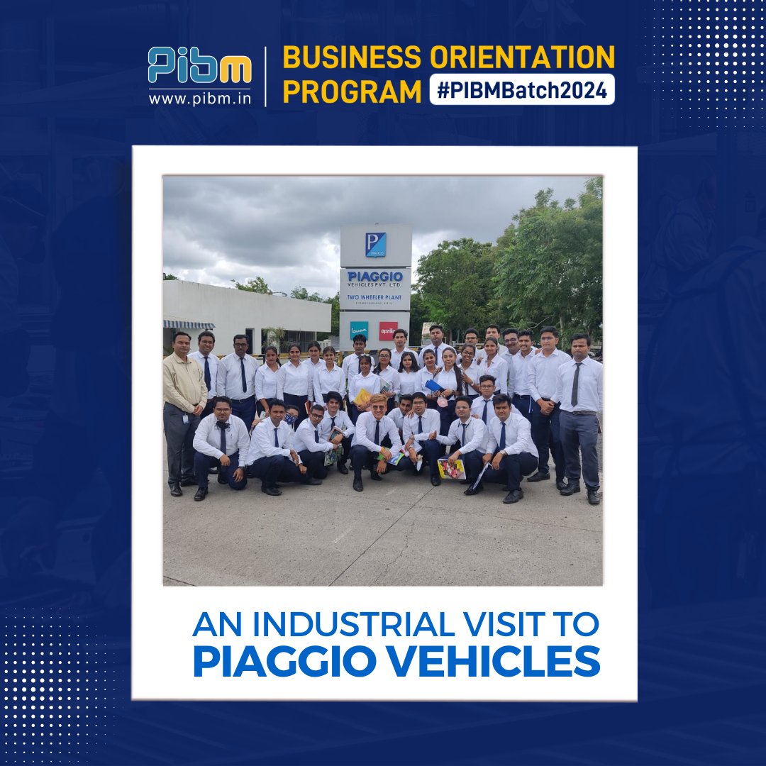 PunePIBM's tweet image. Industrial visits bridge the widening gap between theoretical learning and practical exposure by giving students first-hand exposure to the workplace.
As a part of the  BOP, #PIBMBatch2024 went to @PiaggioVehicles for their Industrial Visit.

#practicaltips #practicalmotivation
