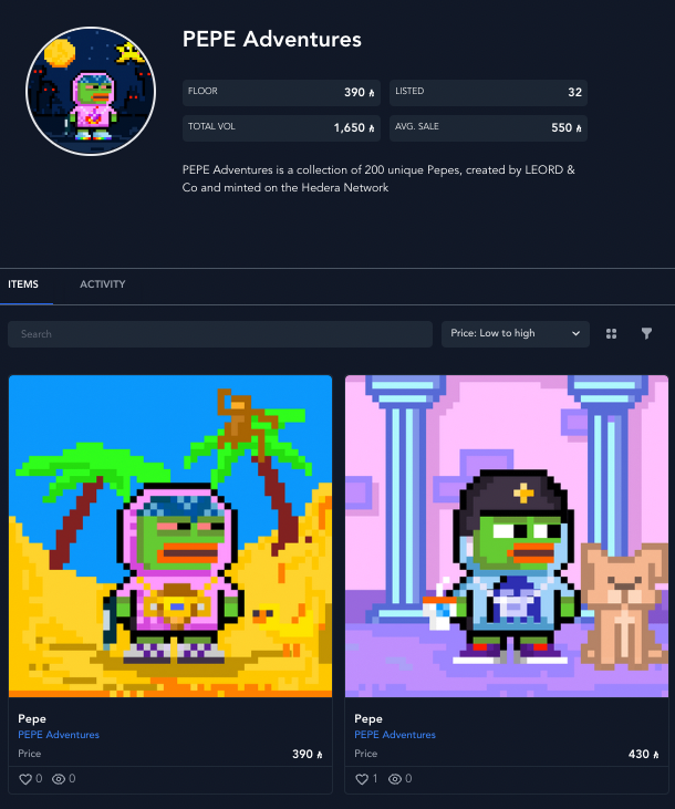 HELDiWanKenHODL's tweet photo. 🚨PSA: @ZuseMarket has added support for the following projects:
🐸#PEPEAdventures & #HBARHoodlims by @LEORD000 ✅
🔗:https://t.co/fcOvb9B9dT
Up next (maybe) ➡️ #AlienThugs 👽
#NFA #DYOR
#PAGMI #LFG #NFA #LEORD #NFTCommunity #NFTsOnHedera #HBARNFT🚨 https://t.co/8YCF2aWGbD