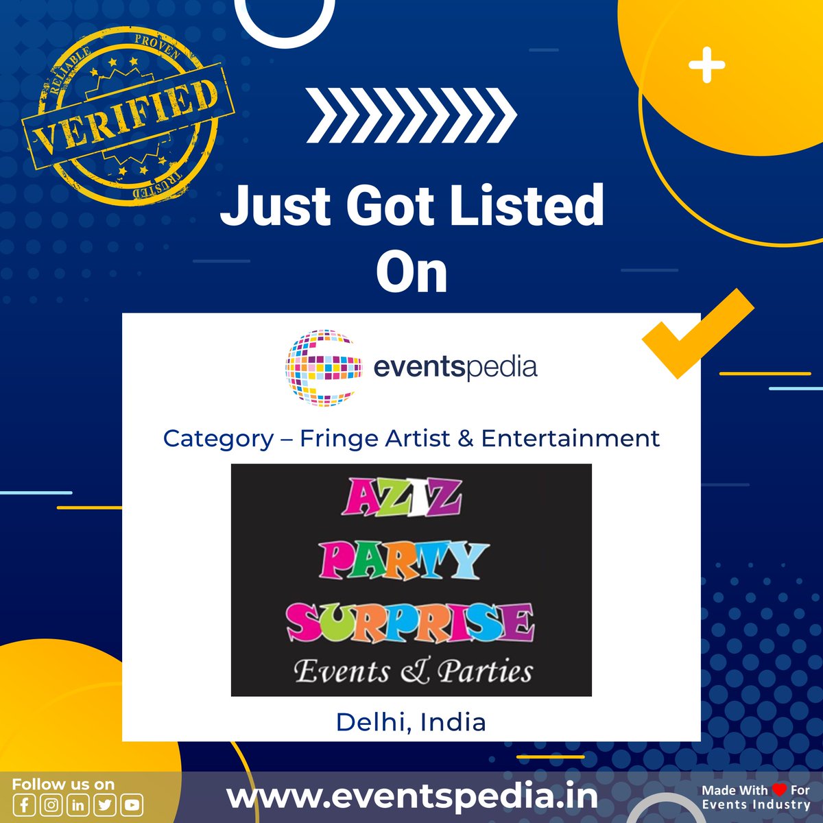 Eventspedia_Ind's tweet photo. Aziz Party Surprise specializes in organising &amp; providing fringe artists for events, weddings &amp; exhibitions in Delhi. Kids, Birthdays, &amp; much more. 

Profile: https://t.co/BBAfqkqFc6

#kids #birthdaydecor #fringeartist #clown #games #eventspedia #eventspediaindia #events #wedding https://t.co/FqjDqsy0xH