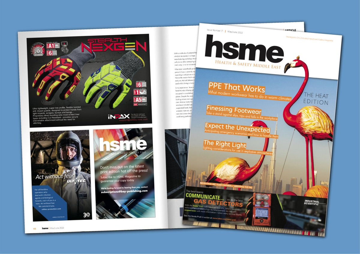 InxsSafety's tweet photo. We're on the popular #PPE #magazine of《Health & Safety Security Middle East》Visit our CATALOGUE to discover more product info of #Stealth #Nexgen - #Lightweight #Impact Gloves Range.
https://t.co/5wA8JYlrXI
#HSME https://t.co/9iC8oFV1gi