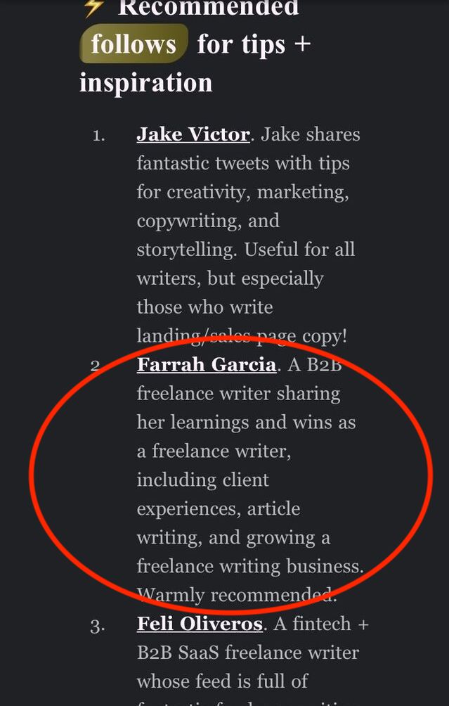 farrah_writes's tweet photo. We made it to this week's @FreelanceBold newsletter, fam! ✨

Can't believe I share the honor with @jakevictor_ &amp; @feli_oliveros, who both dish out freelance gold. 

Thanks for including me, @MarijanaKay.

You don't know how giddy (or in Filipino — kilig) that made me 🥰 https://t.co/Tb4KSdK1xz
