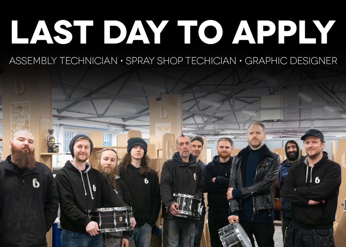 British Drum Co 🥁🥁🥁🥁 (@britishdrumco) on Twitter photo 2022-06-30 06:01:15 This is your LAST DAY to apply for one of our positions at British Drum Co and join our team of master craftsman! Applications can be sent direct to admin@britishdrumco.com . Alternatively visit the Find a Job website for more info and to apply : bit.ly/3nc1RCU 🇬🇧🥁 This is your LAST DAY to apply for one of our positions at British Drum Co and join our team of master craftsman! Applications can be sent direct to admin@britishdrumco.com . Alternatively visit the Find a Job website for more info and to apply : bit.ly/3nc1RCU 🇬🇧🥁