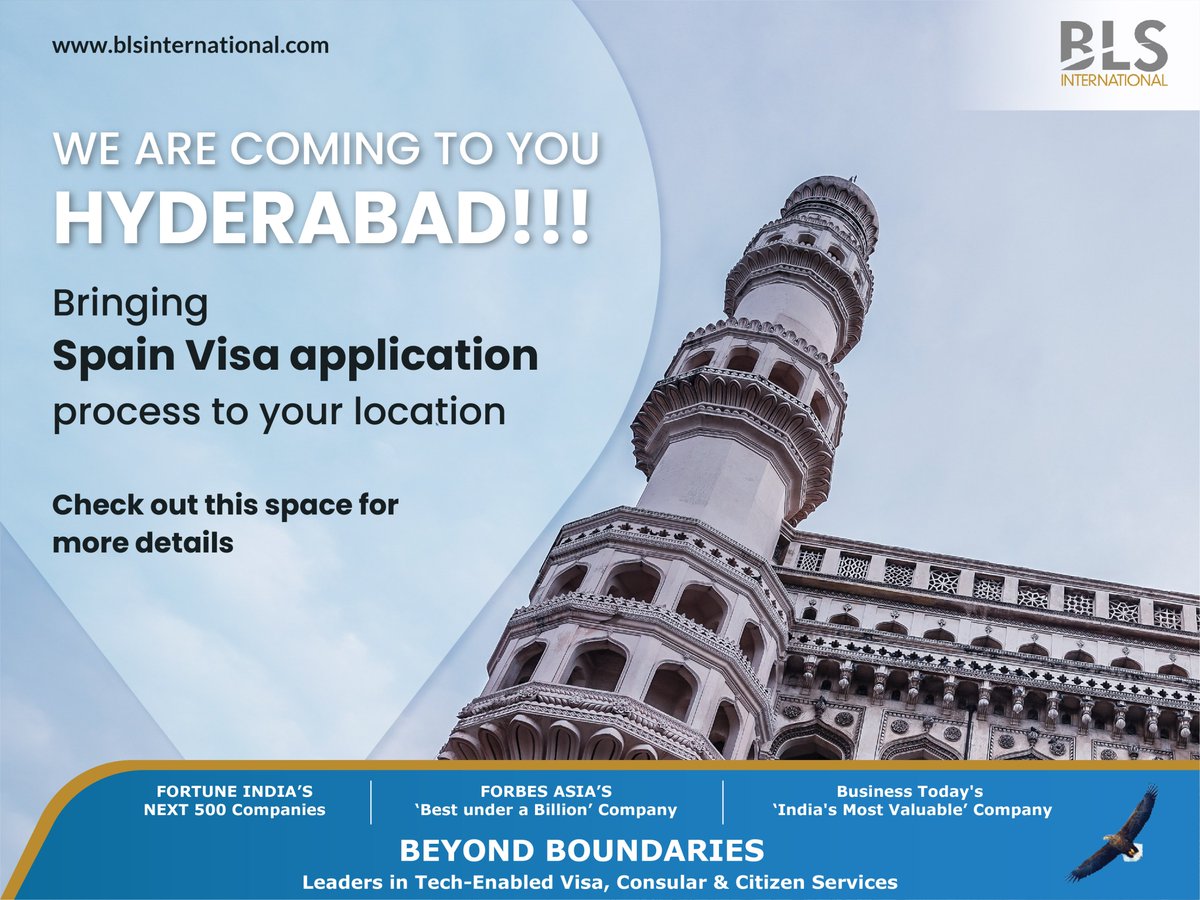 BLSintServices's tweet photo. Hyderabad!! We are coming to you soon

Spain Visa application process at your location

#Spainvisaapplication #Hyderabad #blsinternational #knowbls #aboutbls https://t.co/Mz6dd6Xcss