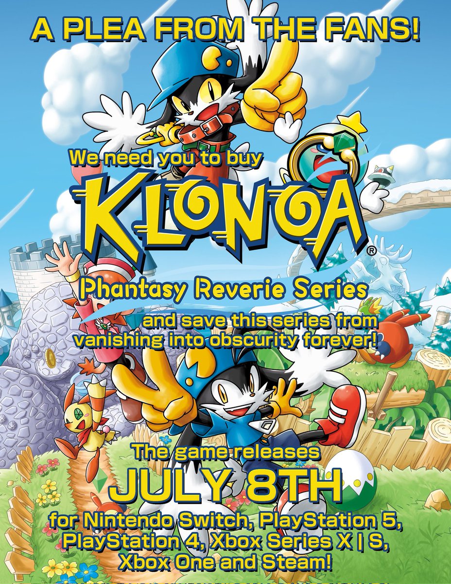Kibynoa's tweet photo. I'm telling you to buy Klonoa Phantasy Reverie when comes out Please don't let this fluffy boy die again :(
His games are very fun and have very nice music, aesthetics and stories, you won't regret that 💓
#Klonoa
#SaveKlonoa https://t.co/y5Ujckw5ht