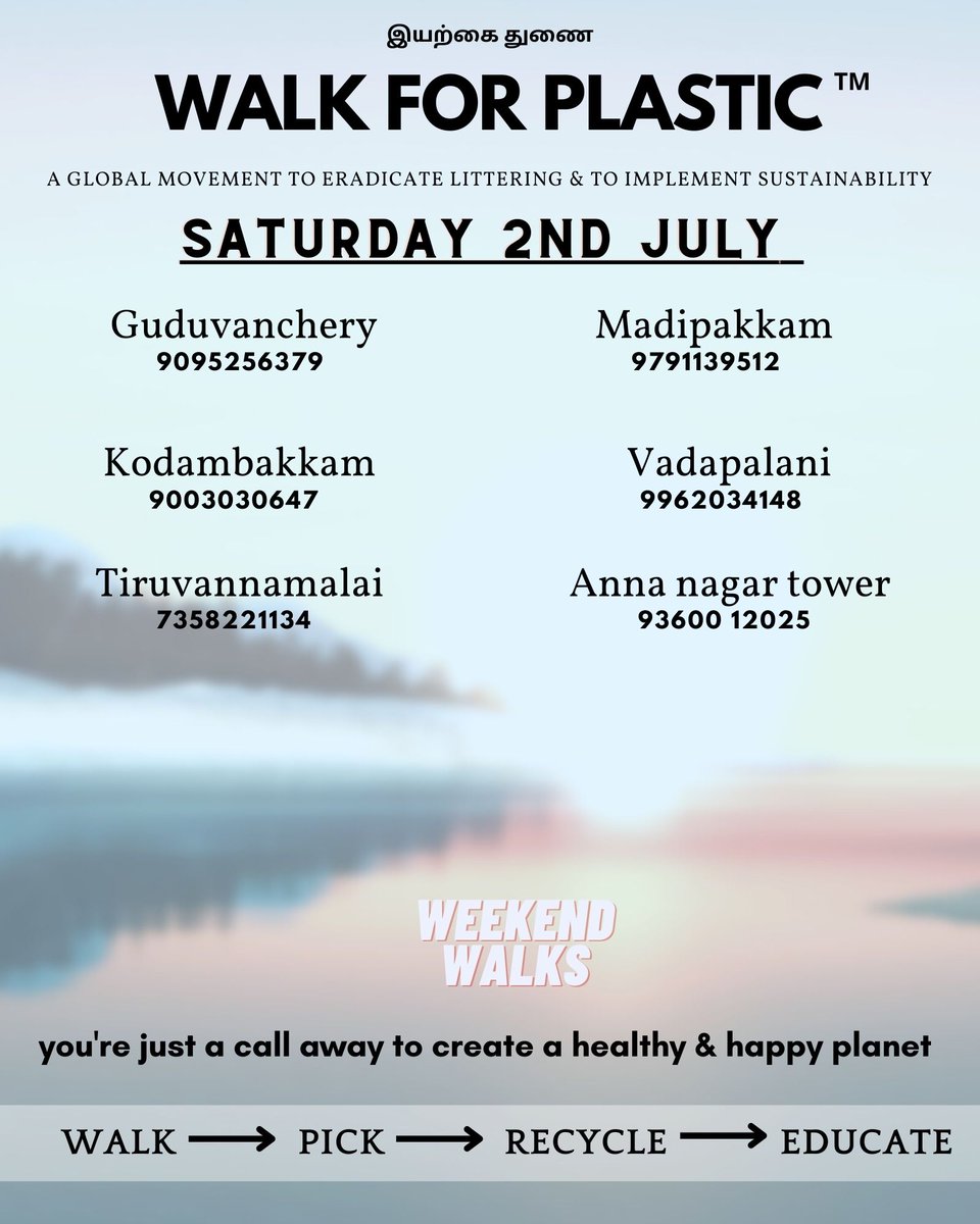 WalkForPlastic's tweet photo. Coming weekend walk plans❤️
Let's together reshape this world towards sustainability and understand more about nature ❤️
(1/2)
#walkforplastic #plasticrecycle #Chennai #tamilnadu #plasticpollution #plastic_payanam #plasticrecycle #oceanawareness #nature #environment https://t.co/oeRsKW2f3v