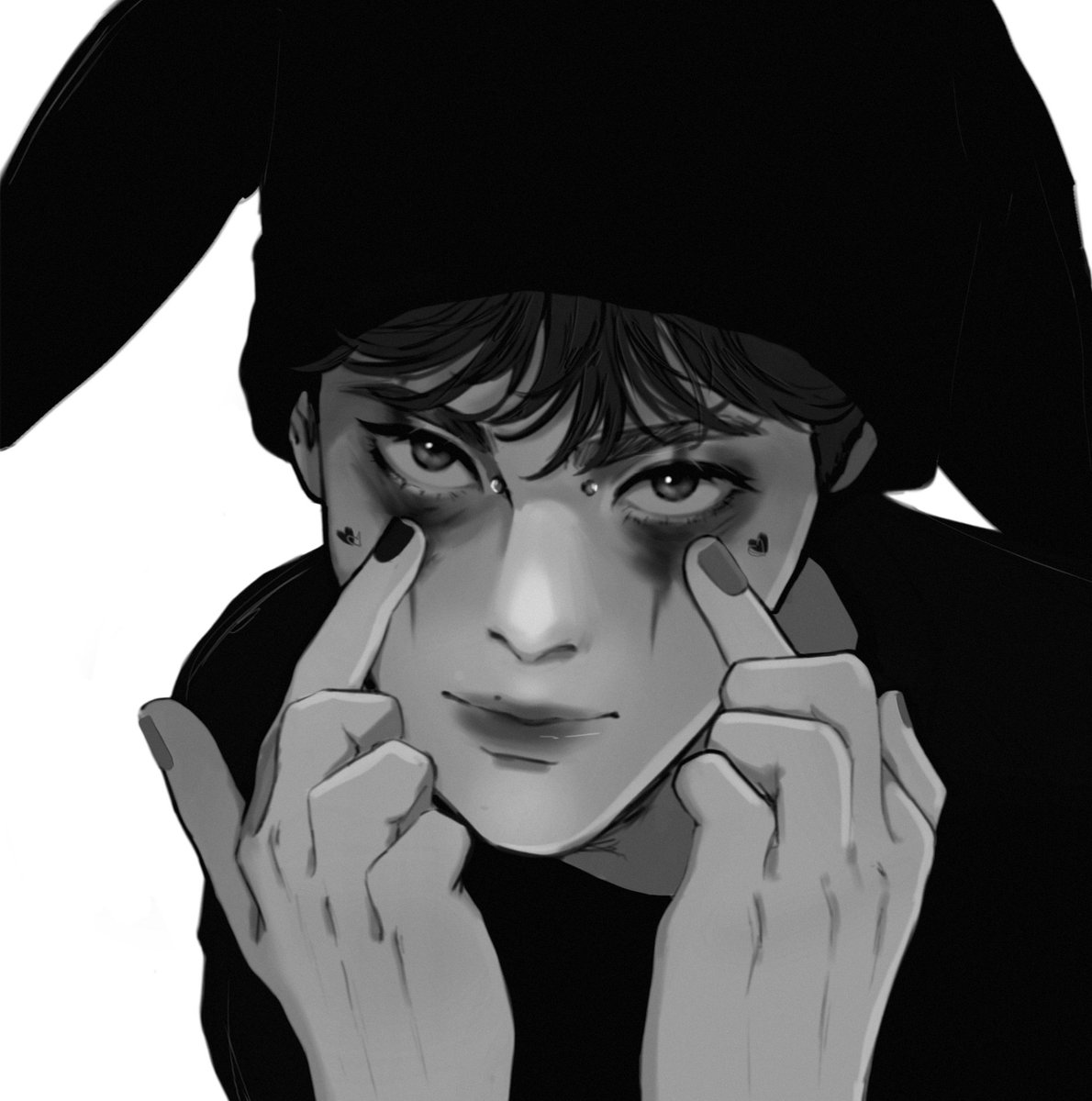 greyscale solo monochrome male focus hat looking at viewer 1boy  illustration images