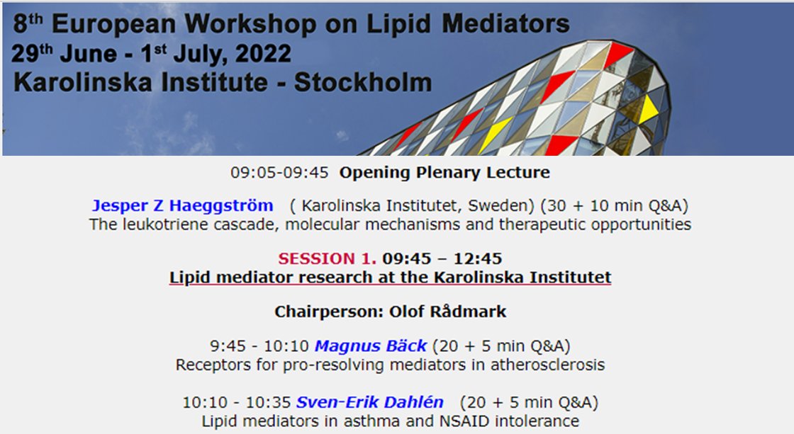 EuroLipidMediators (@eurolipid) on Twitter photo Getting ready for the morning session #8EWLM on #lipid mediator reasearch <a href="/karolinskainst/">Karolinska Institutet</a>
with Jesper Haeggström, <a href="/ProfMagnusBack/">Magnus Bäck</a> <a href="/TransCardio/">Translational Cardiology</a>, Sven-Erik Dahlén, and Johan Kolmert. Focused on #asthma #atherosclerosis and #AorticStenosis
workshop-lipid.eu Getting ready for the morning session #8EWLM on #lipid mediator reasearch <a href="/karolinskainst/">Karolinska Institutet</a>
with Jesper Haeggström, <a href="/ProfMagnusBack/">Magnus Bäck</a> <a href="/TransCardio/">Translational Cardiology</a>, Sven-Erik Dahlén, and Johan Kolmert. Focused on #asthma #atherosclerosis and #AorticStenosis
workshop-lipid.eu