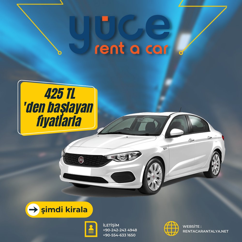 Antalya'da güvenilir ve uygun fiyata araç kiralamanın adresi Yüce Rent A Car
Şimdi 425 TL 'den başlayan araç kiralama fiyatlarıyla.
#antalyarentacar #jelibon #tatil #antalya #asgariucret
rentacarantalya.net