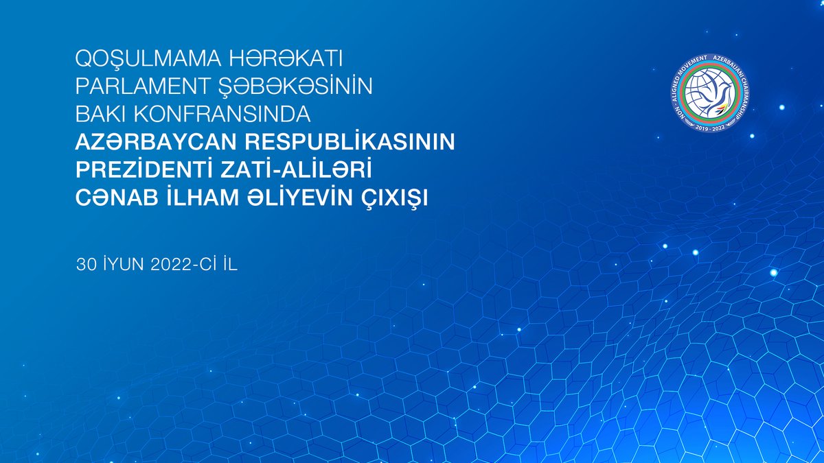 Qoşulmama Hərəkatı Parlament Şəbəkəsinin Bakı Konfransında Azərbaycan Respublikasının Prezidenti Zati-aliləri cənab İlham Əliyevin çıxışı.
youtube.com/watch?v=MeDBik…