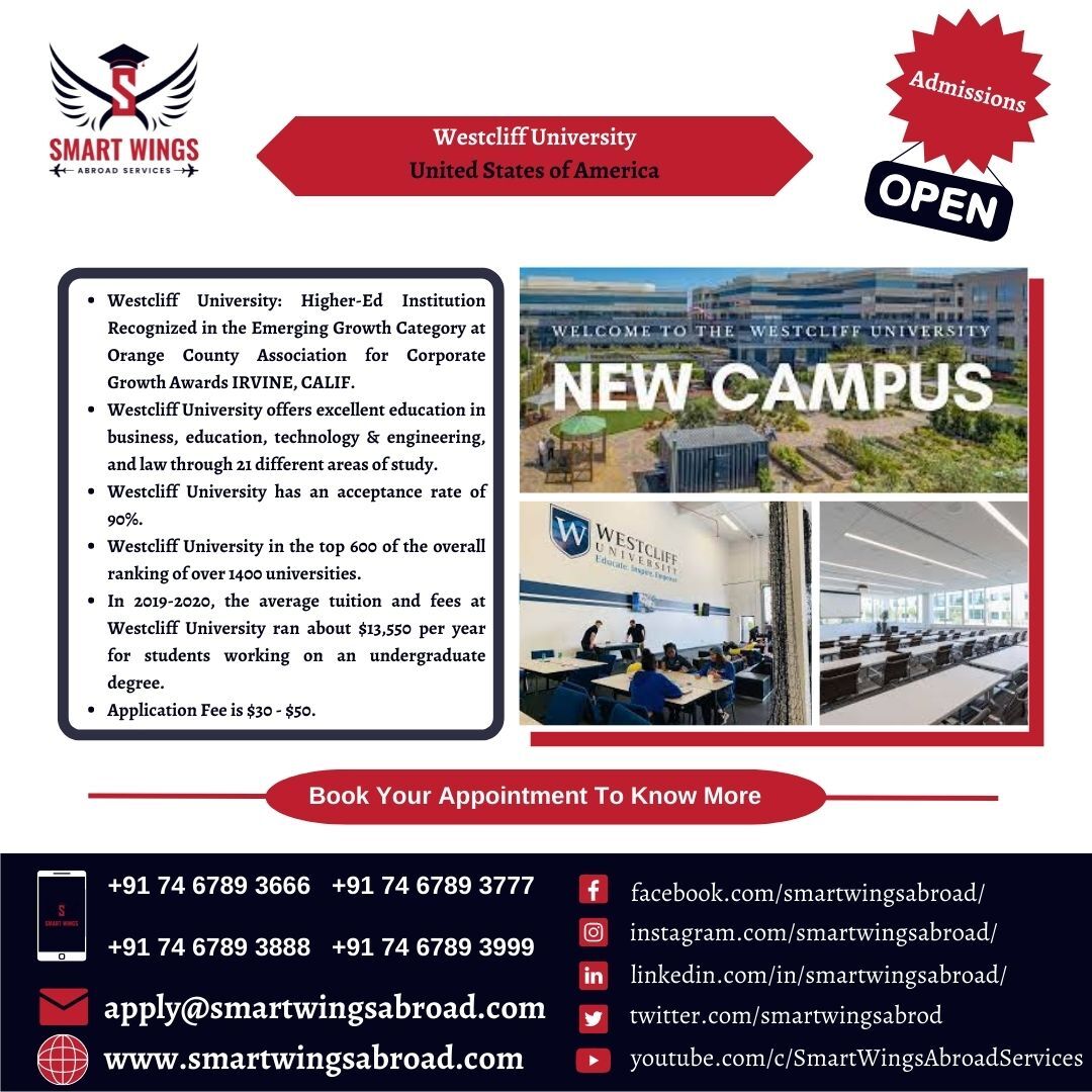 smartwingsabrod's tweet photo. Westcliff University ranked 601-800 in The World University Rankings, in the overall ranking of over 1,117 universities around the world. 

Contact Us for Admissions ....

#MSinUSA #MBAinUSA #overseaseducation #abroadeducation https://t.co/15UMpeXYsL