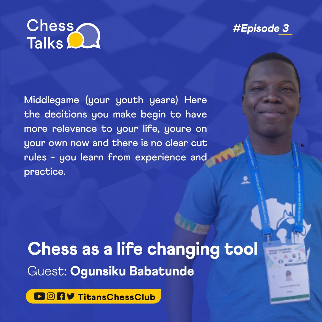 titanschessclub's tweet photo. In case you missed the Twitter Space with @thims1985 coFounder & CEO of @AfricaChess here's some excerpts from the #ChessTalks episode 3
See next tweet - ⚡Slide 4-5 is a MUST Read⚡
You can always still listen to the replay on our
Twitter page @titanschessclub
1/2
🧵 https://t.co/BkiyGDDu51