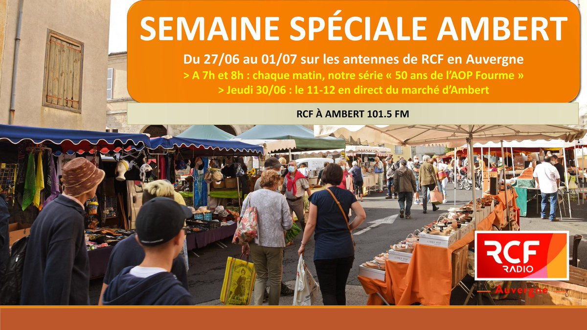 LudoCetaRadio's tweet photo. RCF Auvergne, @RCFPuydeDome @RCFHauteLoire #RCFAllier , en direct du marché @VilleAmbert C'est ce matin entre 11 h et 12 h 😊 . Au programme, #CycloLesCopainsCyfac @festivalambert #FourmeAmbert #FestivalDuMontpeloux Pour écouter : https://t.co/sflnzxwaXv https://t.co/7W0kN2w9sC