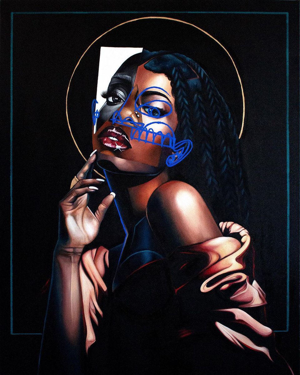 modernblackart's tweet photo. “Silk” 2021, Acrylic, Oil, Oil Pastel

Artist: Malik Roberts 

#Curatedbyanna https://t.co/YJkaypBDk0