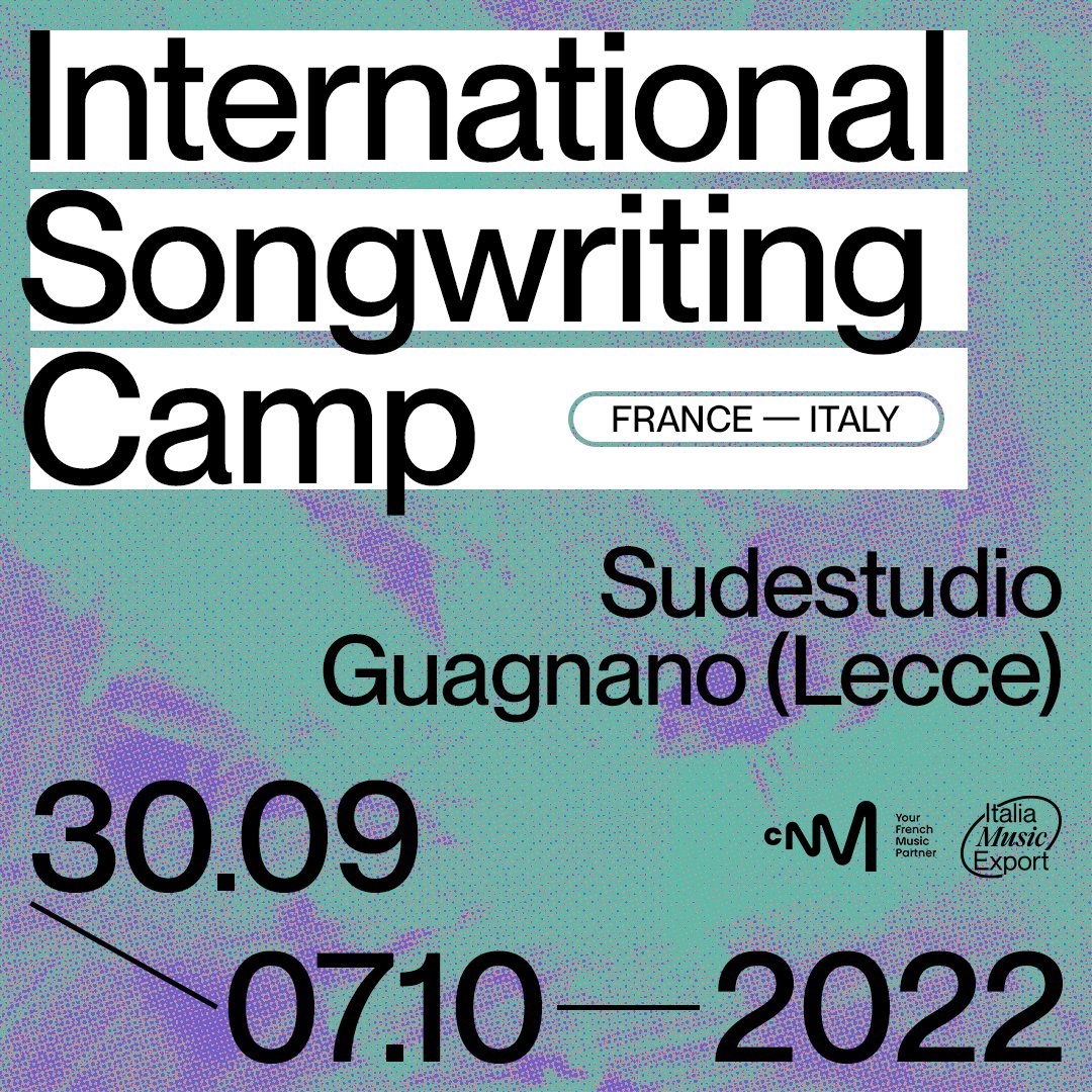 🖌 Partecipa alla terza edizione dell'International #SongwritingCamp organizzato da #ItaliaMusicExport e da @le_CNM .
📆 Dal 30 settembre al 7 ottobre al Sudestudio di Guagnano (Lecce)!
Candidati entro il 22 luglio! 
Tutti i dettagli: bit.ly/songwritingcam…
@italiamusiclab