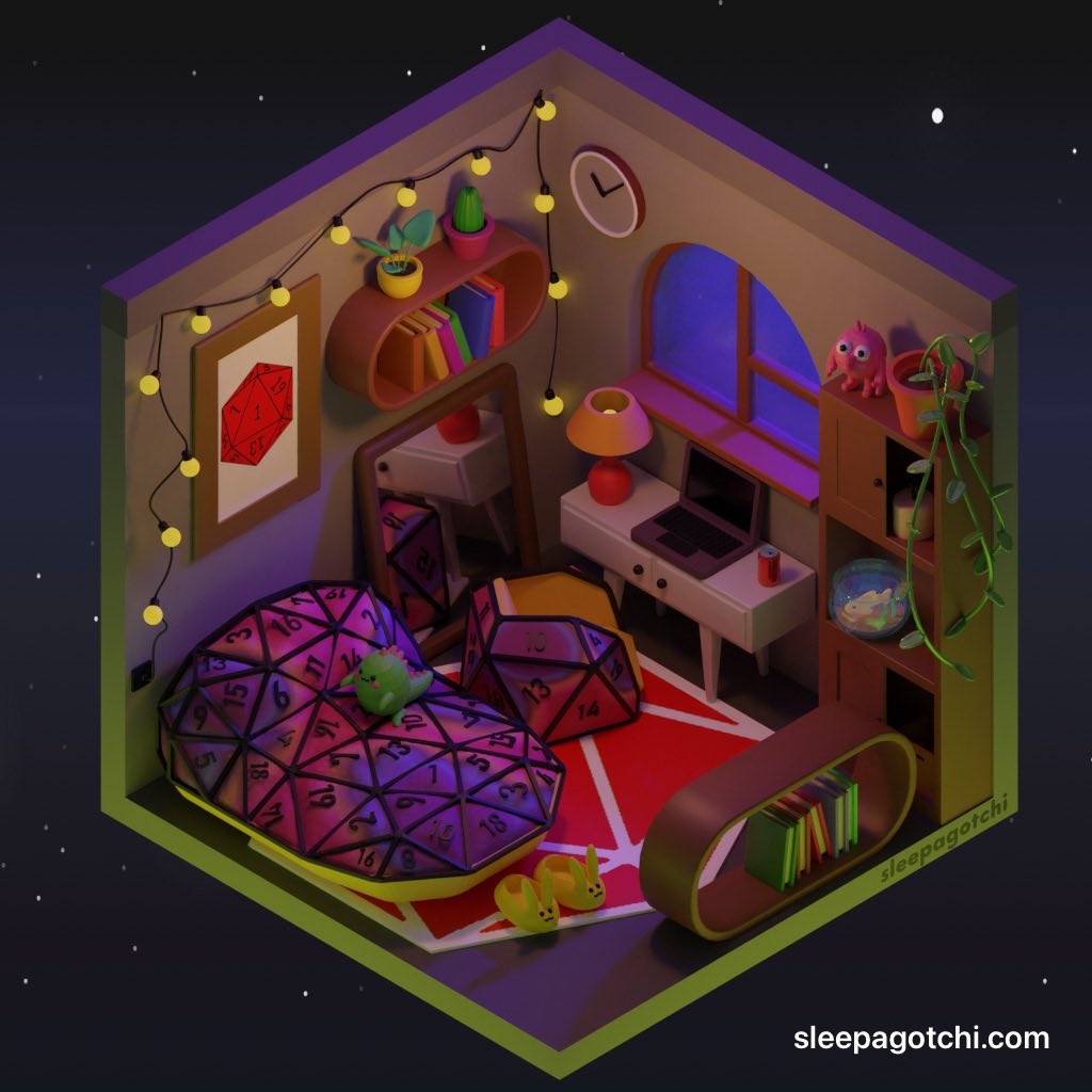 ruru550550's tweet photo. Excited to share my MetaRoom in @Sleepagotchi, a Web3 iOS app that gives out free NFTs every morning for a good night’s sleep. It contains:
🛏 Dice Bed
🖼 Dice Poster
💤 D20 Rug

 You should try it out!💜 https://t.co/5y75iGcq8D