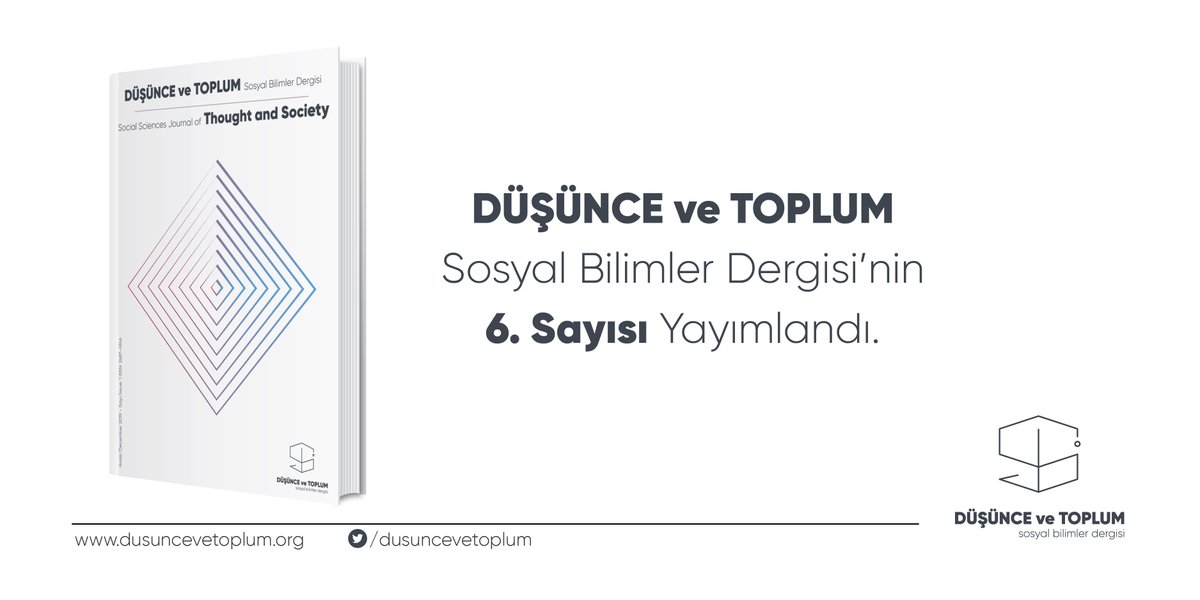 Dergimizin 6. sayısı 3 makale ve 1 araştırma notu ile yayımlandı.
İyi okumalar. 
dergipark.org.tr/tr/pub/dusunce…
