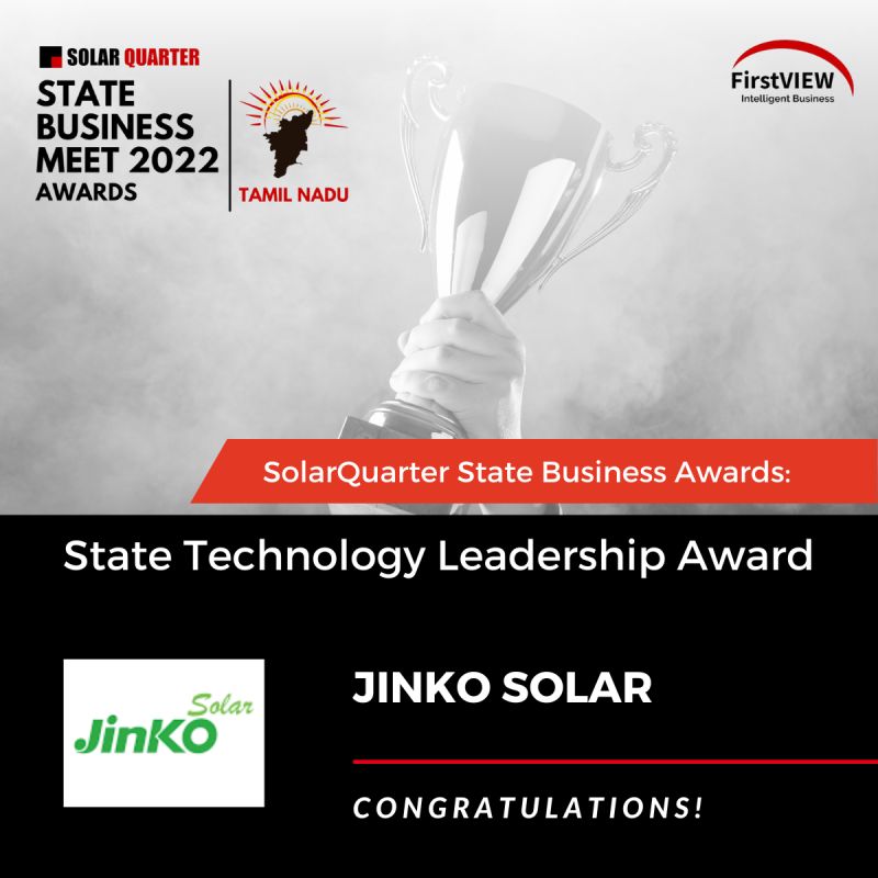 jinko_solar's tweet photo. We are proud to announce #TigerNeo received the the 'State Technology Leadership Award' at the STATE BUSINESS MEET AWARDS 2022- #TAMILNADU by @SolarQuarter held in Coimbatore.
Tiger Neo's #NType #TOPCON technology is leading all charts as most preferred product in the industry. https://t.co/AkvRBNlM12