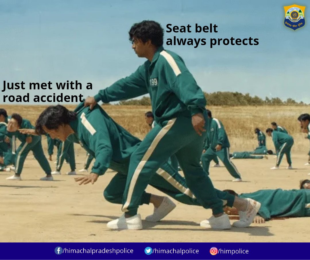 himachalpolice's tweet photo. #SeatBelts #RoadSafety #SquidGame #Accidents #TrafficPolice #HPPolice https://t.co/vPXVvC6QCI